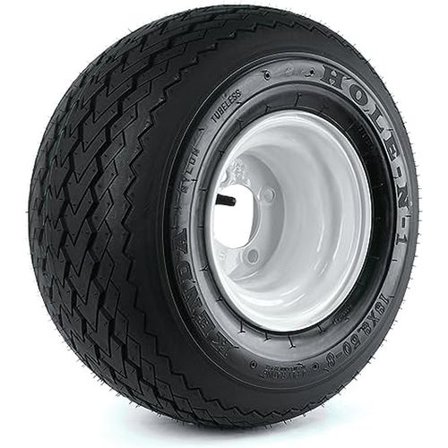 Kenda Hole-N-1 18X850-8 Tire mounted on an 8x7, 4 Hole White Wheel (4/4) 18/8.50-8 Tire