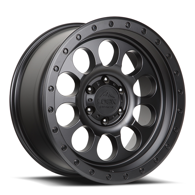 Lock Offroad 50CAL 17x9 5x127 -12et 71.5 Matte Black w/ Matte Black Ring Wheel