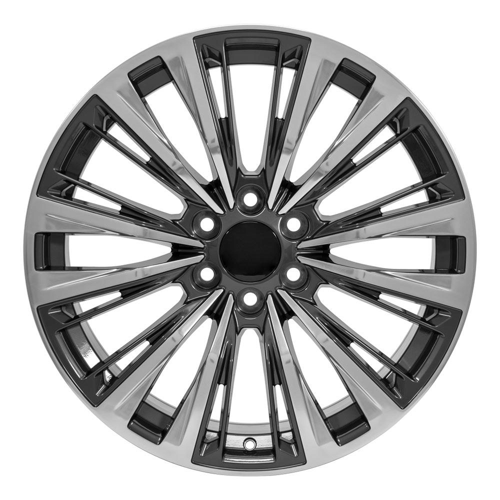 22x9 Replica Wheel CA93 fits Cadillac Escalade - Gunmetal with Polished Face