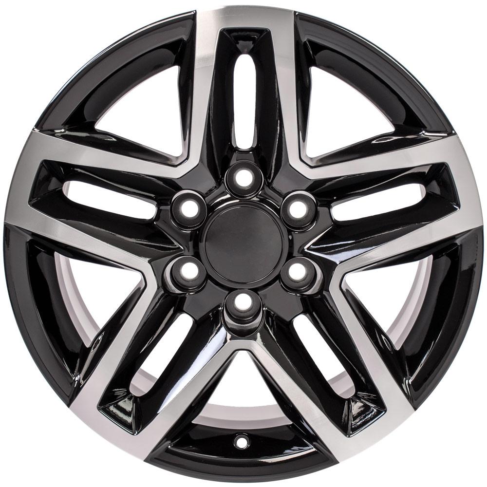 18x8.5 Replica Wheel CV34B fits Chevrolet Silverado - Black Machined