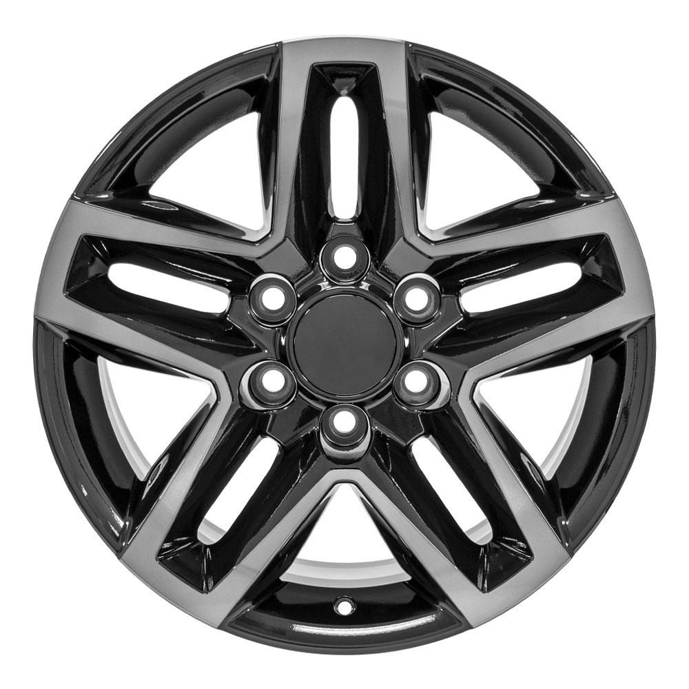 18x8.5 Replica Wheel CV34B fits Chevrolet Silverado - Black Machined with Tinted Clear