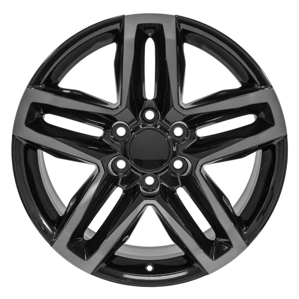 20x9 Replica Wheel CV34B fits Chevrolet Silverado 1500 - Black Machined with Tinted Clear