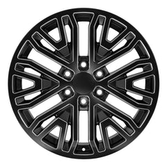 20x9 Replica Wheel CV37 fits GMC Sierra 1500 - Black with Milled Edge