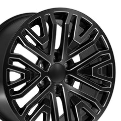 20x9 Replica Wheel CV37 fits GMC Sierra 1500 - Black with Milled Edge