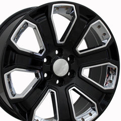 22x9 Replica Wheel CV93B fits Chevy Silverado - Black with Chrome