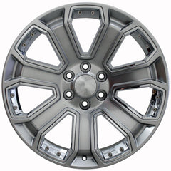 22x9 Replica Wheel CV93B fits Chevy Silverado - Hyper Black with Chrome Insert