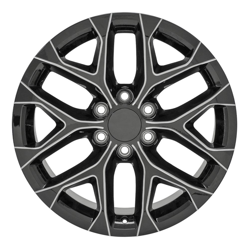 20x9 Replica Wheel CV98B fits Chevy Silverado - Black with Milled Edge