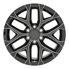 20x9 Replica Wheel CV98B fits Chevy Silverado - Black with Milled Edge