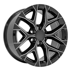 20x9 Replica Wheel CV98B fits Chevy Silverado - Black with Milled Edge