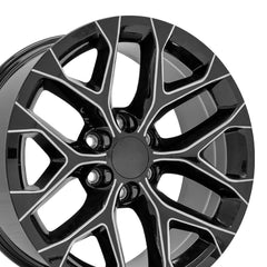 20x9 Replica Wheel CV98B fits Chevy Silverado - Black with Milled Edge