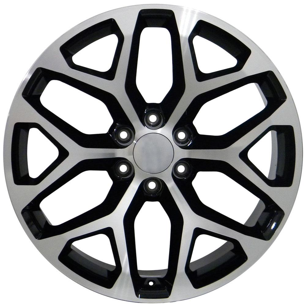 20x9 Replica Wheel CV98B fits Chevy Silverado - Black Machined