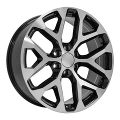 22x9 Replica Wheel CV98B fits Chevy Silverado - Black Machined