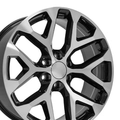 22x9 Replica Wheel CV98B fits Chevy Silverado - Black Machined