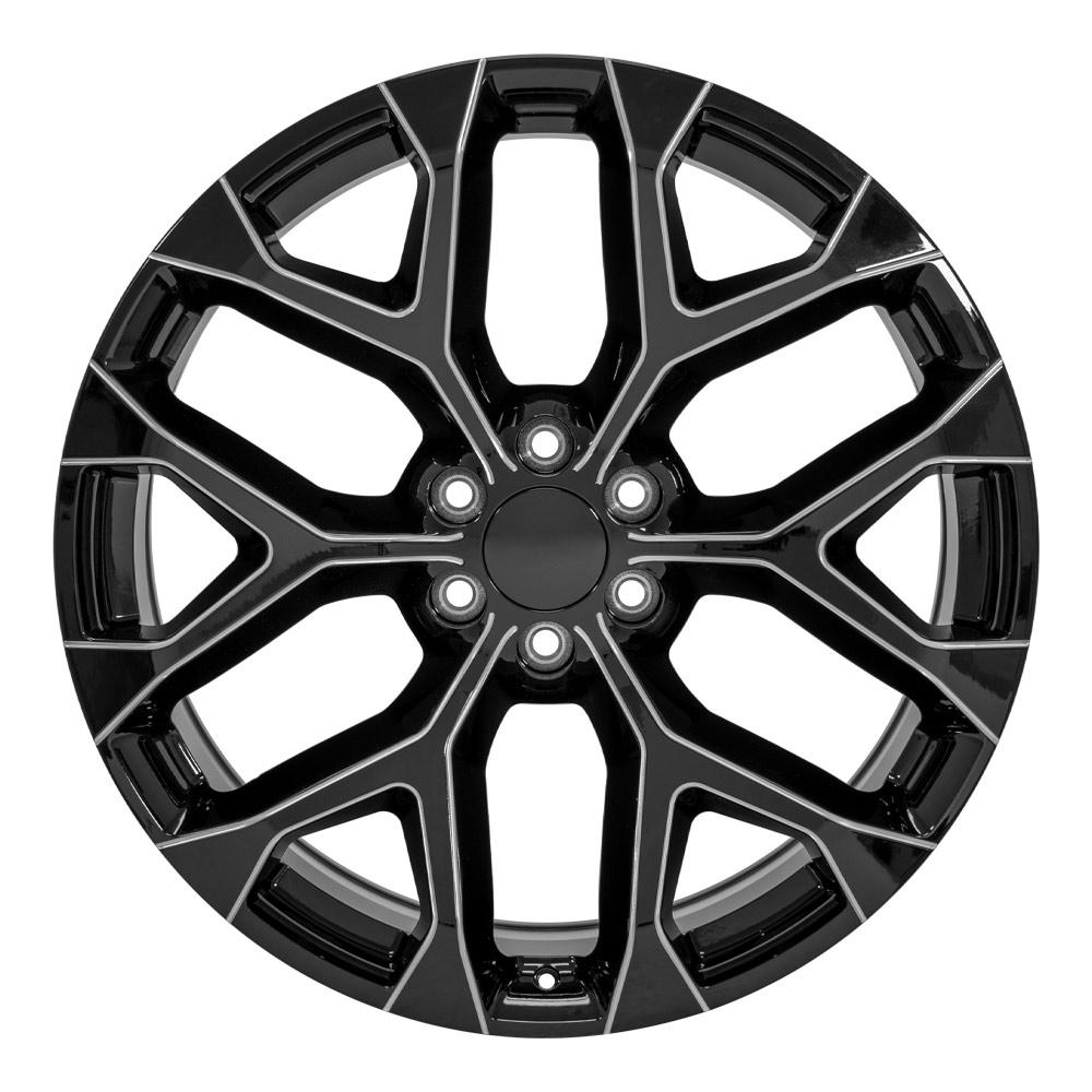 24x10 Replica Wheel CV98B fits Chevy Silverado - Black with Milled Edge