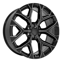 24x10 Replica Wheel CV98B fits Chevy Silverado - Black with Milled Edge