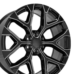 24x10 Replica Wheel CV98B fits Chevy Silverado - Black with Milled Edge