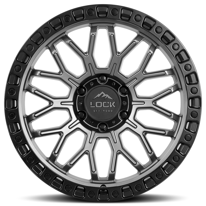 Lock Offroad Krawler 20x10 6x135 -18et 87.1 Matte Gray w/ Matte Black Ring Wheel