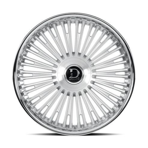 Dolce Luxury Razzo 22x9.5 6x139.7 +18et 66.6 Glossy Silver Brush Face Stainless Lip Wheel