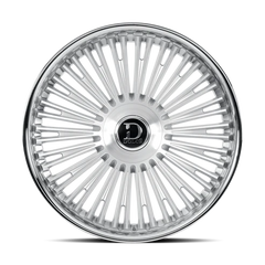 Dolce Luxury Razzo 22x9.5 6x139.7 +18et 66.6 Glossy Silver Brush Face Stainless Lip Wheel