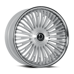 Dolce Luxury Razzo 22x9.5 6x139.7 +18et 66.6 Glossy Silver Brush Face Stainless Lip Wheel