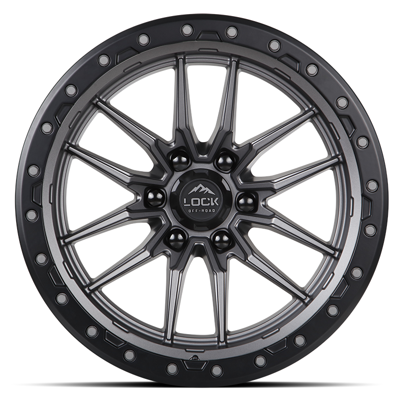 Lock Offroad Krawler 20x10 8x170 -18et 125.2 Matte Gray w/ Matte Black Ring Wheel