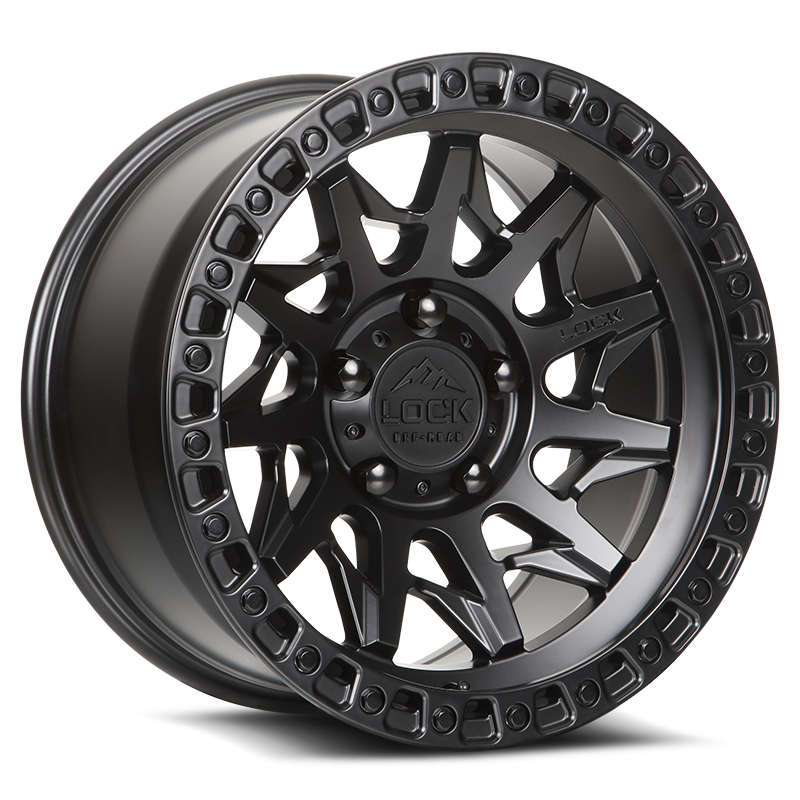 Lock Offroad Lunatic 17x9 6x139.7 +1et 106.2 Matte Black w/ Matte Black Ring Wheel