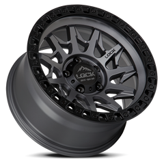 Lock Offroad Lunatic 17x9 6x139.7 -12et 106.2 Matte Gray w/ Matte Black Ring Wheel