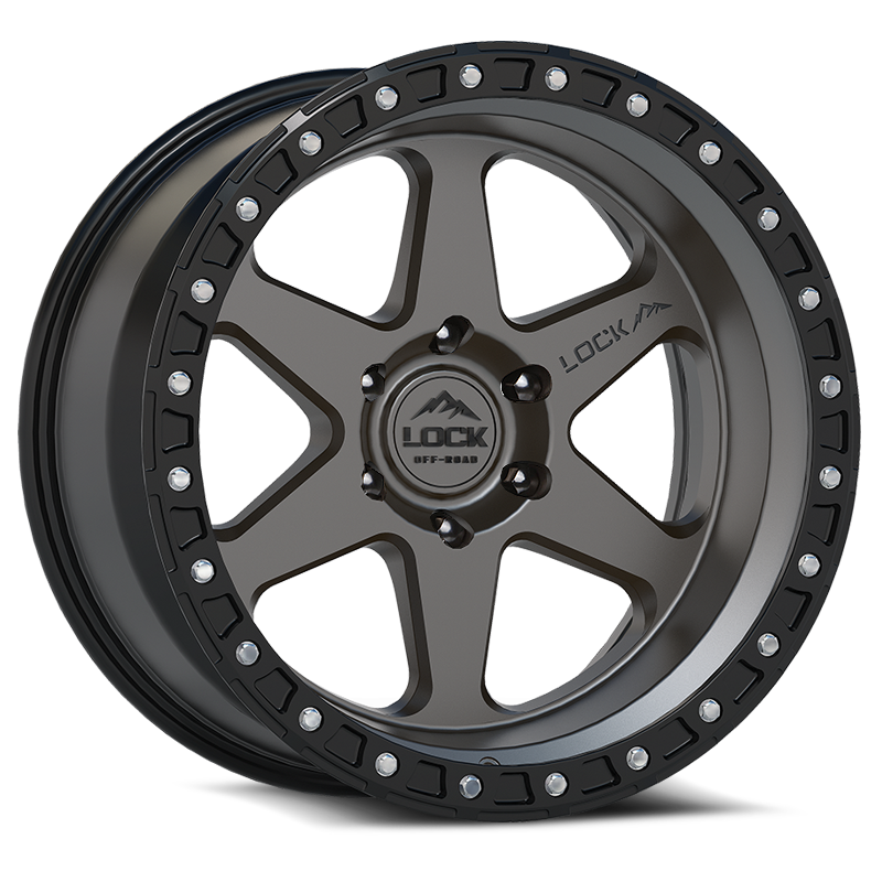 Lock Offroad Olympus 20x10 5x127 -18et 71.5 Matte Gray w/ Matte Black Ring Wheel