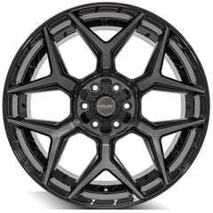 22x10 6x135mm & 6x5.5" Gloss Black with Brushed Face & Tinted Clear for Ford Expedition 2003-2023-6