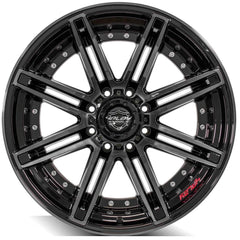 22x12 8x170mm Gloss Black with Brushed Face & Tinted Clear for Ford Excursion 2000-2005-71