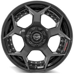 22x12 6x135mm & 6x5.5" Gloss Black with Brushed Face & Tinted Clear for Ford Expedition 2003-2023-126