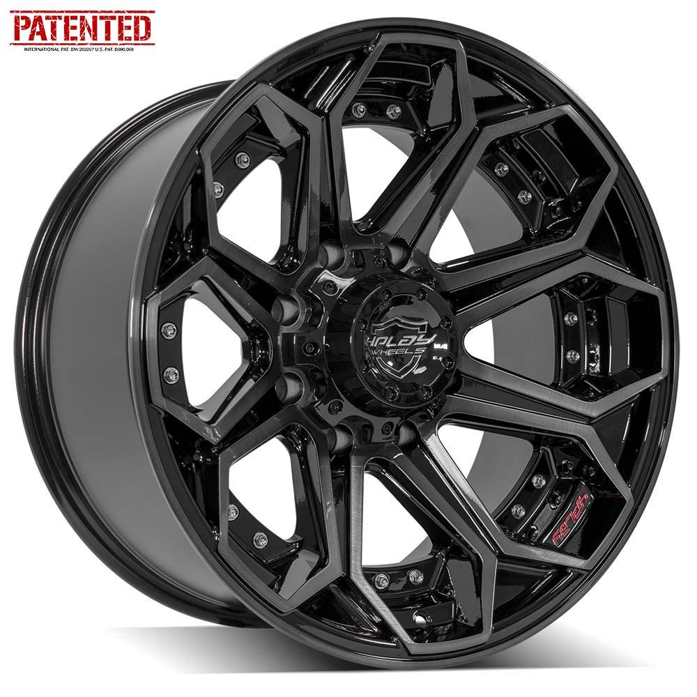  20x10 8x170mm Gloss Black with Brushed Face & Tinted Clear for Ford Excursion 2000-2005-340